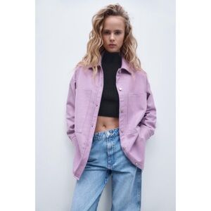 Zara Oversized Shacket with Large Pockets Lilac Purple Size XL